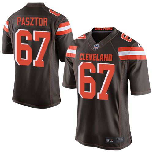 Men's Limited Austin Pasztor Nike Jersey Brown Home - #67 NFL Cleveland Browns